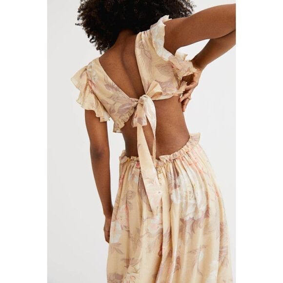 H&M Cut Out Dress Frills Pastel Floral Print - Picture 3 of 12